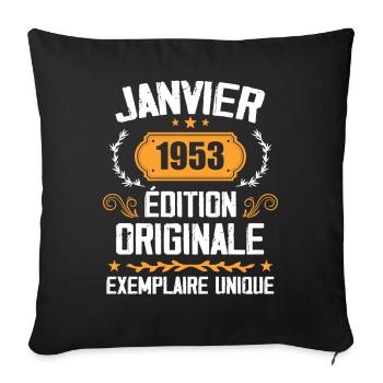 Anniversary Vintage Gift January 1953 - 1953 - Sofa pillowcase 17,3'' x 17,3'' (45 x 45 cm) - black - Front