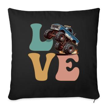 Monster Truck LOVE Groovy - Sofa pillowcase 17,3'' x 17,3'' (45 x 45 cm) - black - Front