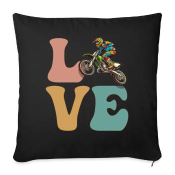 Course de motocross Dirt Bike - Housse de coussin décorative 45 x 45 cm - noir - Devant