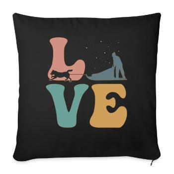 Mushing Sled Dog Sled Dog Handler - Sofa pillowcase 17,3'' x 17,3'' (45 x 45 cm) - black - Front