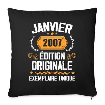 Jubiläum Vintage Geschenk Januar 2007 - 2007 - Sofakissenbezug 45 x 45 cm - Schwarz - Vorne