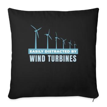 Easily Distracted by Wind Turbines - Sofa pillowcase 17,3'' x 17,3'' (45 x 45 cm) - black - Front