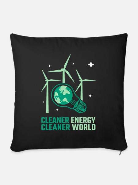 Windpower Cleaner Energy Windenergie - Sofakissenbezug 45 x 45 cm - Schwarz