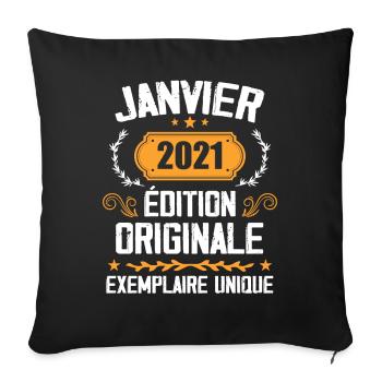 Anniversary Vintage Gift January 2021 - 2021 - Sofa pillowcase 17,3'' x 17,3'' (45 x 45 cm) - black - Front