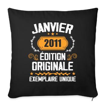 Jubiläum Vintage Geschenk Januar 2011 - 2011 - Sofakissenbezug 45 x 45 cm - Schwarz - Vorne