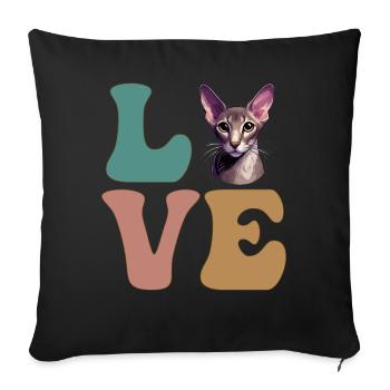 Chat Oriental à poil court - Housse de coussin décorative 45 x 45 cm - noir - Devant