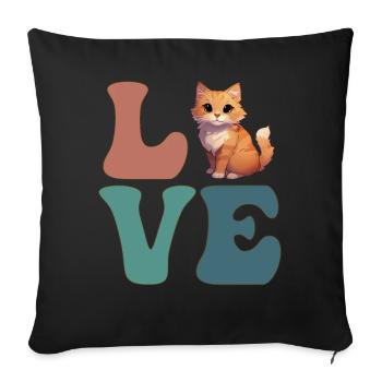 Cute Orange Cat Tabby Cat Owner - Sofa pillowcase 17,3'' x 17,3'' (45 x 45 cm) - black - Front