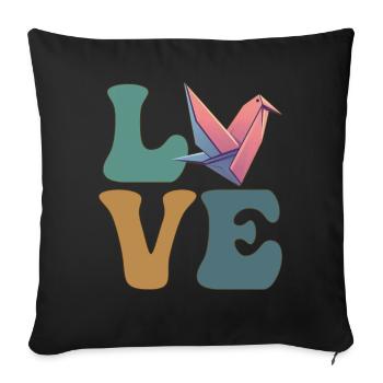 Grue en papier origami Culture japonaise - Housse de coussin décorative 45 x 45 cm - noir - Devant