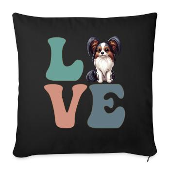 Papillon Hundeliebhaber - Sofakissenbezug 45 x 45 cm - Schwarz - Vorne