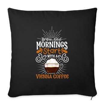 Bonjour avec Vienna Coffee - Housse de coussin décorative 45 x 45 cm - noir - Devant