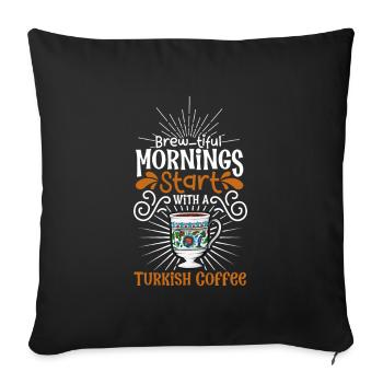 Bonjour avec café turc - Housse de coussin décorative 45 x 45 cm - noir - Devant