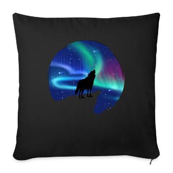 Aurores boréales Loup aurores boréales - Housse de coussin décorative 45 x 45 cm - noir - Devant