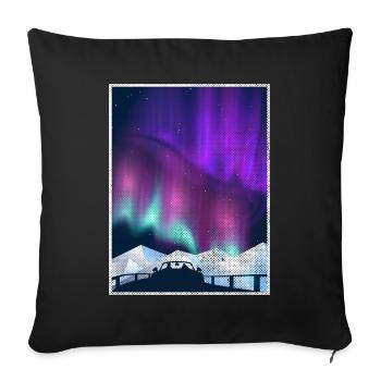 Aurora Borealis Northern Lights - Sofa pillowcase 17,3'' x 17,3'' (45 x 45 cm) - black - Front