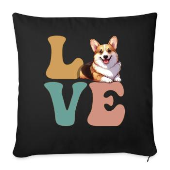 Pembroke Welsh Corgi amoureux des chiens - Housse de coussin décorative 45 x 45 cm - noir - Devant