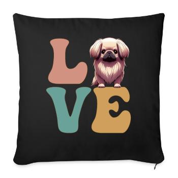 Amoureux des chiens pékinois - Housse de coussin décorative 45 x 45 cm - noir - Devant