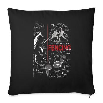 Fechten Begriffe Training Geschenk - Sofakissenbezug 45 x 45 cm - Schwarz - Vorne