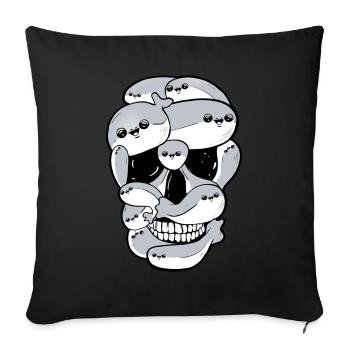 Sacabambaspis Fish Meme Skull - Sofa pillowcase 17,3'' x 17,3'' (45 x 45 cm) - black - Front