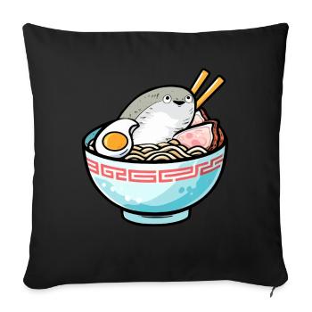 Sacabambaspis Meme Poisson Bol Ramen Japonais - Housse de coussin décorative 45 x 45 cm - noir - Devant