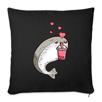 Sacabambaspis Fish Meme Boba Bubble Milk Tea - Sofa pillowcase 17,3'' x 17,3'' (45 x 45 cm) - black - Front