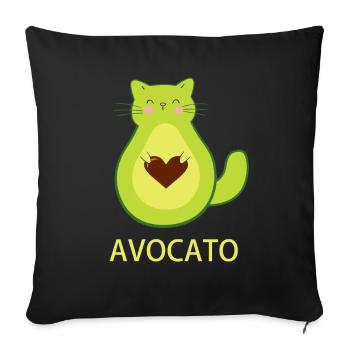 A funny avocado cat funny Avocato Cat - Sofa pillowcase 17,3'' x 17,3'' (45 x 45 cm) - black - Front