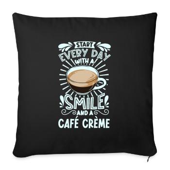 Souriez avec Café Crème - Housse de coussin décorative 45 x 45 cm - noir - Devant