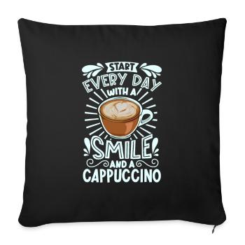 Souriez avec un cappuccino - Housse de coussin décorative 45 x 45 cm - noir - Devant