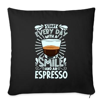 Souriez avec un expresso - Housse de coussin décorative 45 x 45 cm - noir - Devant