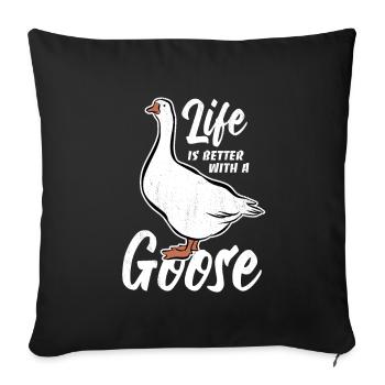 Life is better with a goose - Gänse Fan - Sofa pillowcase 17,3'' x 17,3'' (45 x 45 cm) - black - Front