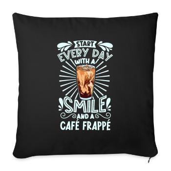 Souriez avec Café Frappé - Housse de coussin décorative 45 x 45 cm - noir - Devant
