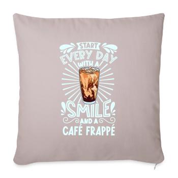 Souriez avec Café Frappé - Housse de coussin décorative 45 x 45 cm - taupe clair - Devant