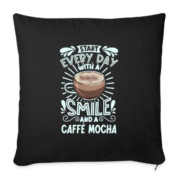 Lächeln mit Caffè mocha - Sofakissenbezug 45 x 45 cm - Schwarz - Vorne