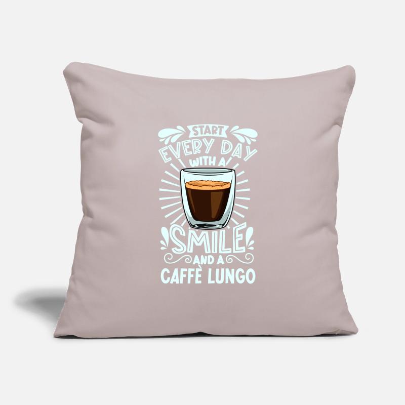 Souriez avec Caffè Lungo Housse de coussin décorative 45 x 45 cm