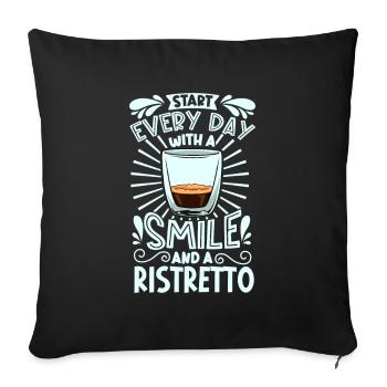 Lächeln mit Ristretto - Sofakissenbezug 45 x 45 cm - Schwarz - Vorne