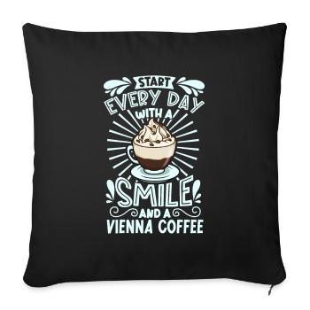 Souriez avec le café de Vienne - Housse de coussin décorative 45 x 45 cm - noir - Devant