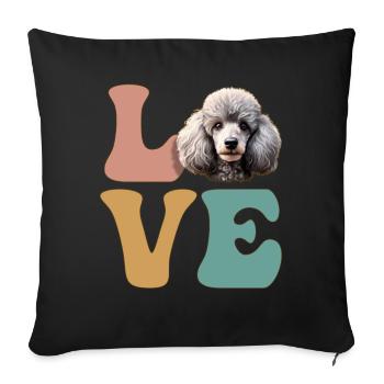 Caniche Amoureux des chiens - Housse de coussin décorative 45 x 45 cm - noir - Devant