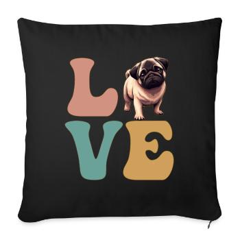 Mops Hundeliebhaber - Sofakissenbezug 45 x 45 cm - Schwarz - Vorne