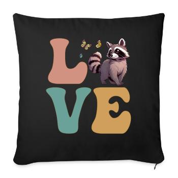 Cute raccoon street cat - Sofa pillowcase 17,3'' x 17,3'' (45 x 45 cm) - black - Front