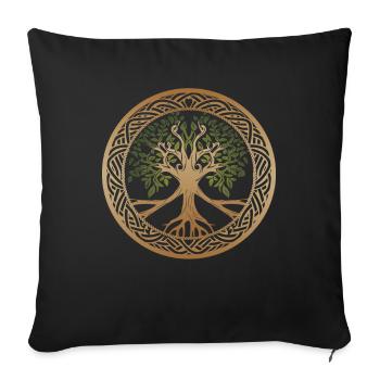 Arbre de vie Arbre de vie Viking - Housse de coussin décorative 45 x 45 cm - noir - Devant