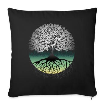 Arbre de vie Arbre de vie Racine - Housse de coussin décorative 45 x 45 cm - noir - Devant