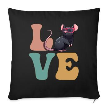 Souris rat mignonne - Housse de coussin décorative 45 x 45 cm - noir - Devant