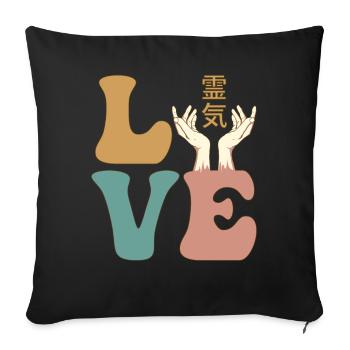 Reiki 霊気 Healer Healing - Sofa pillowcase 17,3'' x 17,3'' (45 x 45 cm) - black - Front