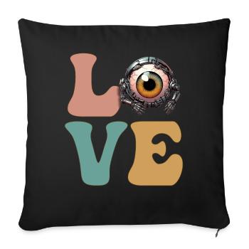 Weirdcore Robot Cyborg Cyber Eyeball Creepy - Sofa pillowcase 17,3'' x 17,3'' (45 x 45 cm) - black - Front