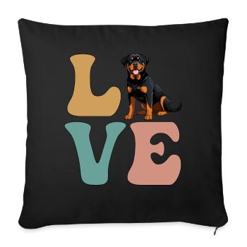 Rottweiler amoureux des chiens - Housse de coussin décorative 45 x 45 cm - noir - Devant