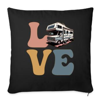 Camping-car Camping-car Camping-car Vacances en camping Wohnmobi - Housse de coussin décorative 45 x 45 cm - noir - Devant