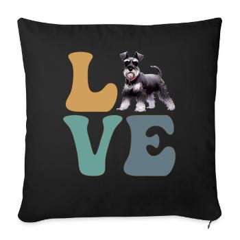 Schnauzer amoureux des chiens - Housse de coussin décorative 45 x 45 cm - noir - Devant