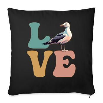 Mouette Mouette Oiseau de mer - Housse de coussin décorative 45 x 45 cm - noir - Devant