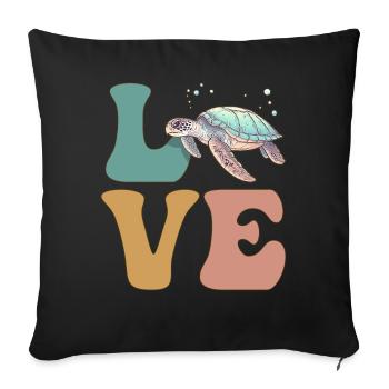 Sea Turtle Ocean - Sofa pillowcase 17,3'' x 17,3'' (45 x 45 cm) - black - Front