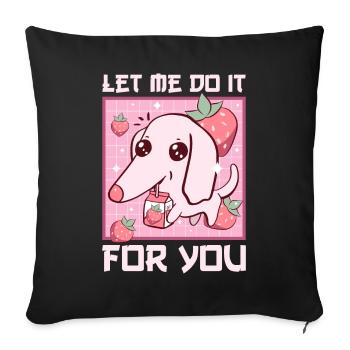 Kawaii Barsoi Hund Meme Erdbeermilch - Sofakissenbezug 45 x 45 cm - Schwarz - Vorne