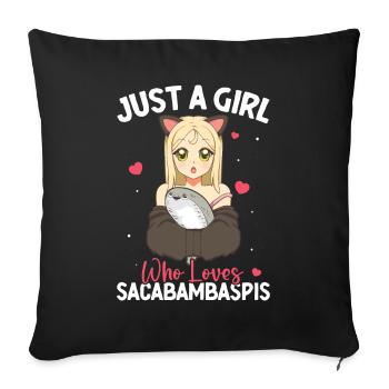 Poisson Meme Anime Fille - Housse de coussin décorative 45 x 45 cm - noir - Devant