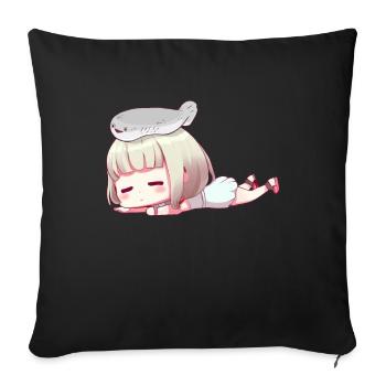 Sacabambaspis Fish Meme Japanese Anime Girl - Sofa pillowcase 17,3'' x 17,3'' (45 x 45 cm) - black - Front